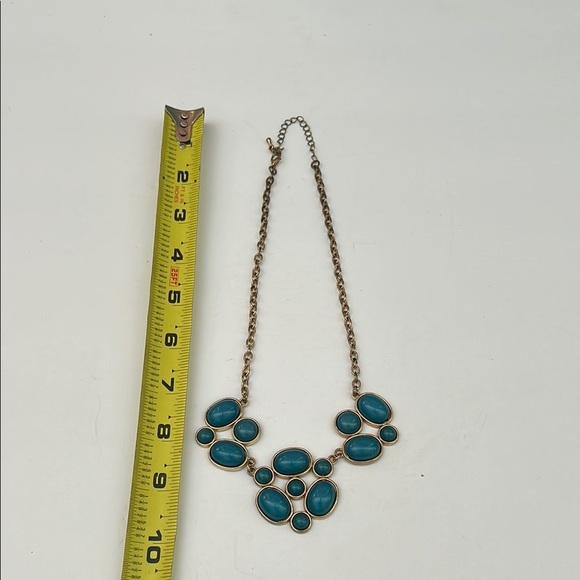 Elegant Gold and Blue Statement Necklace - Picture 2 of 6